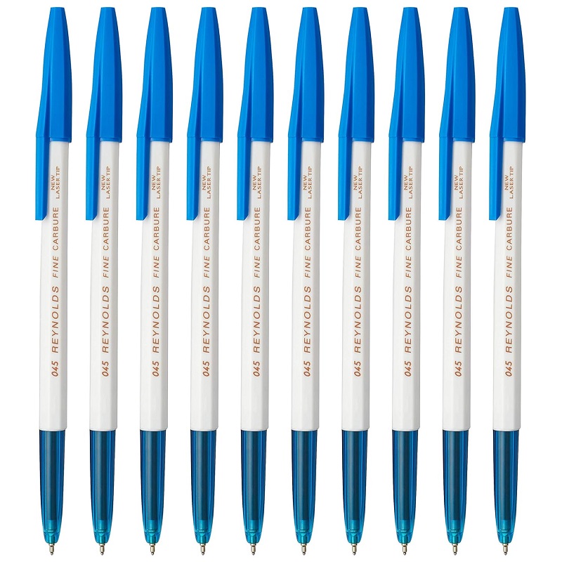 Reynolds 045 Ball Pens | Fine Point (0.7mm) | Blue Ink | 10 Count